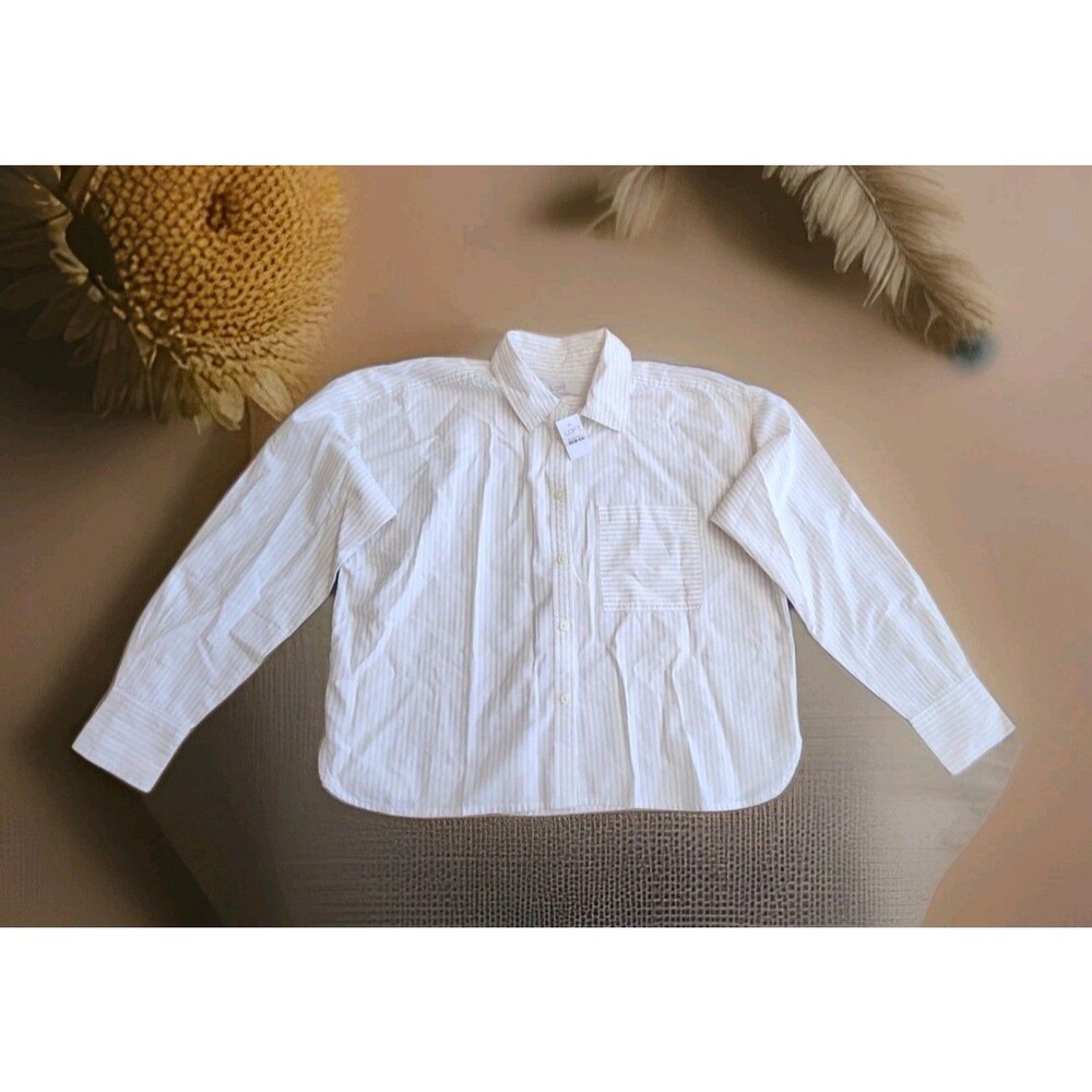 LOfT NWT Striped Everyday Oversized Pocket Button Down Shirt Sz M MSRP